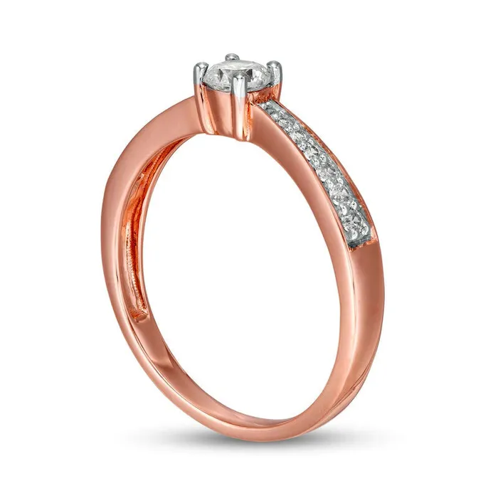 Rings 033 CT TW Natural Diamond Tapered Shank Engagement Ring in Solid 10K Rose Gold Goldia Rings 033 CT TW Natural Diamond Tapered Shank Engagement Ring in Solid 10K Rose Gold Goldia