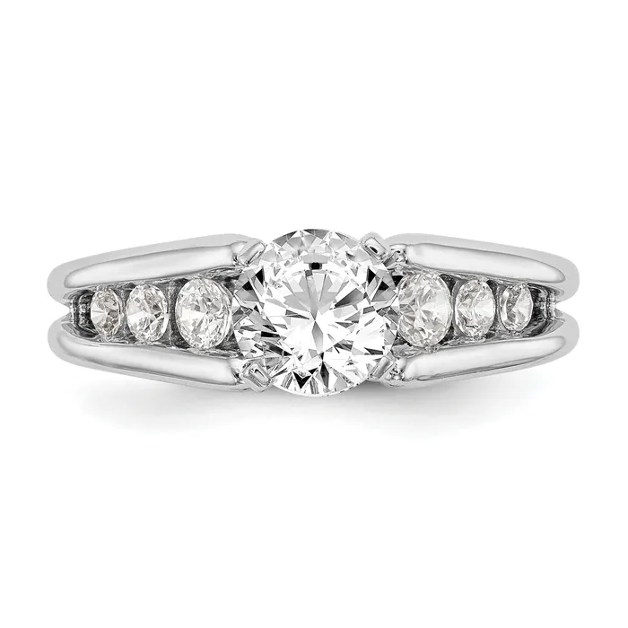 Rings 048ct CZ Solid Real 14K White Gold Peg Set Engagement Ring Goldia