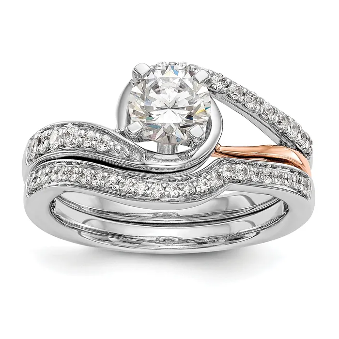 Rings 14k TwoTone Rose and White Gold 15 Ct Lab Grown Diamond VSSI Peg Set Engagement Ring Goldia