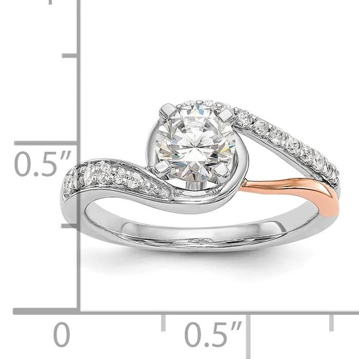 Rings 14k TwoTone Rose and White Gold 15 Ct Lab Grown Diamond VSSI Peg Set Engagement Ring Goldia