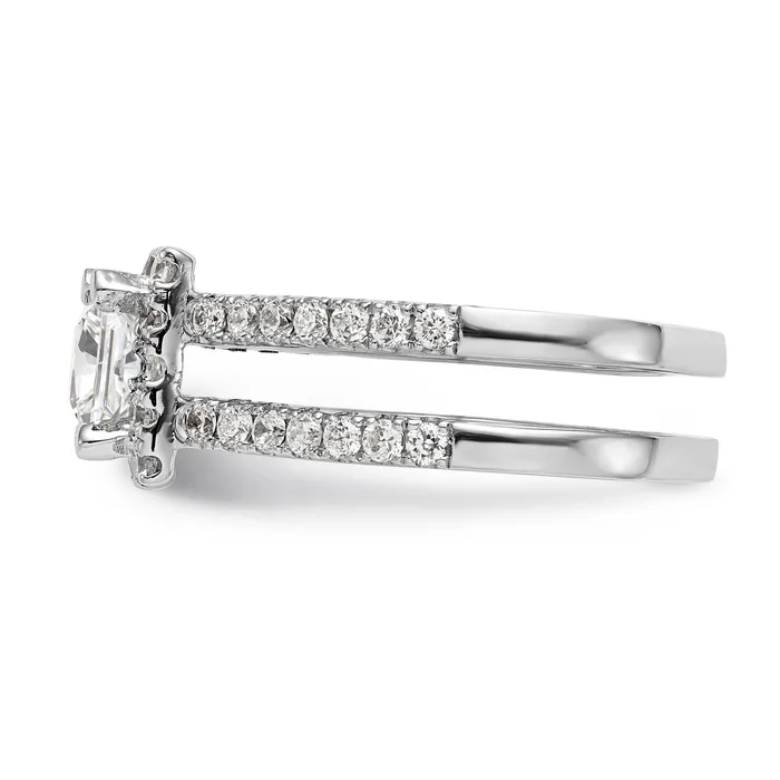 Rings 14K White Gold Diamond Princess CZ Cushion Halo Engagement Ring Goldiacom