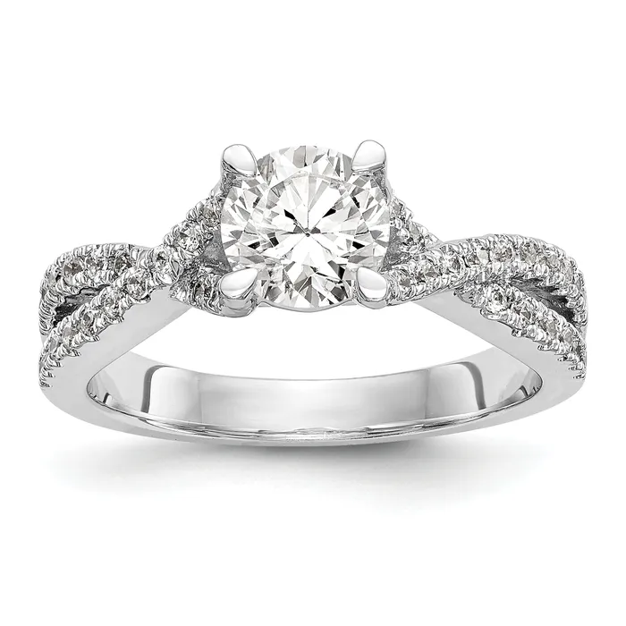 Rings Goldiacom 14k White Gold Diamond Round CZ By Pass Engagement Ring