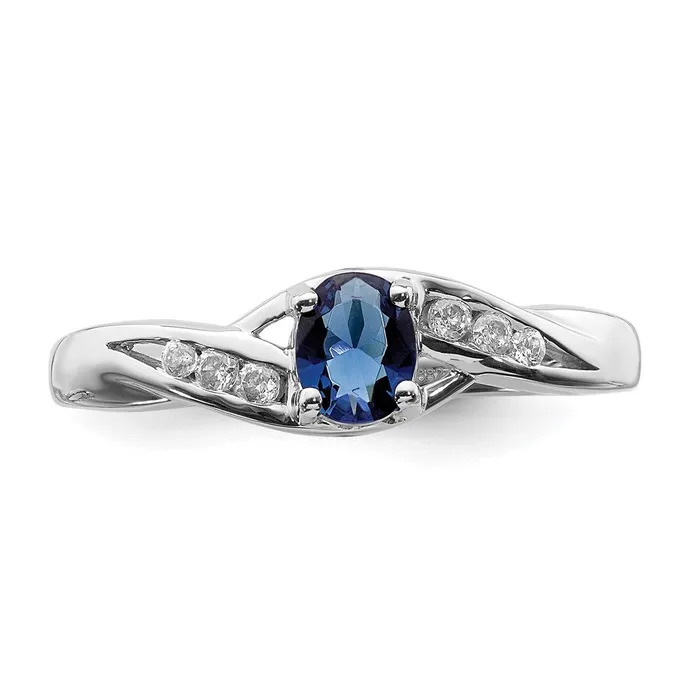 Rings Goldiacom 14k White Gold Oval Sapphire Real Diamond Ring