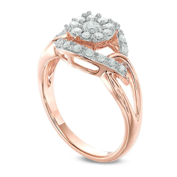 Rings Goldia Previously Owned 050 CT TW Natural Diamond Open Cluster Ring in Solid 10K Rose Gold