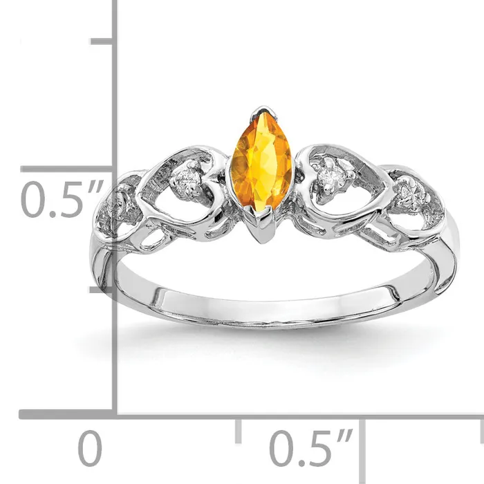 Rings Goldia Solid 14k White Gold 6x3mm Marquise Simulated Citrine AAA CZ Ring