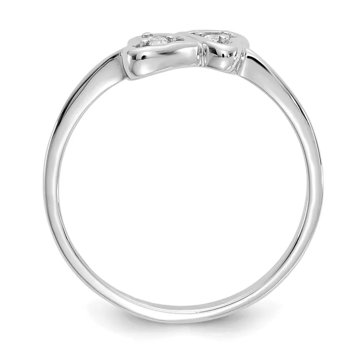 Rings Goldia Solid 14k White Gold VS Simulated CZ heart Ring