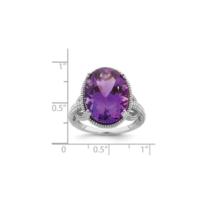 Rings Goldia Sterling Silver 14K White Gold Plated Oval Amethyst Gemstone Birthstone Ring Fine Jewelry Gift for Her
