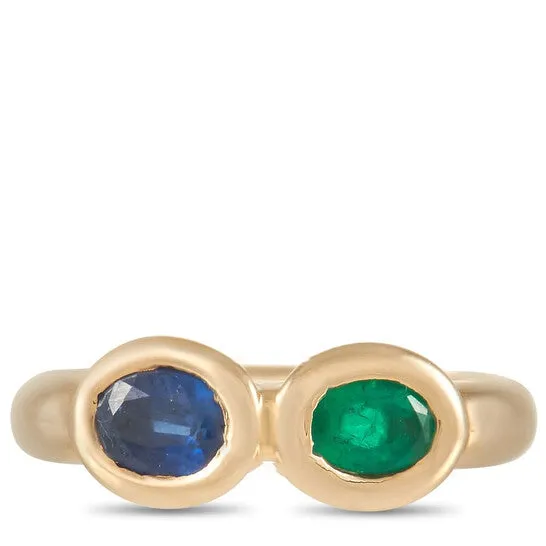 Rings JMS always Original PreOwned Chaumet 18K Yellow Gold Emerald and Sapphire Ring