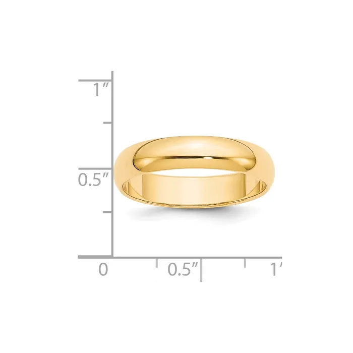 Rings Solid 14K Yellow Gold 5mm HalfRound Wedding MensWomens Wedding Band Ring Size 12 Goldia