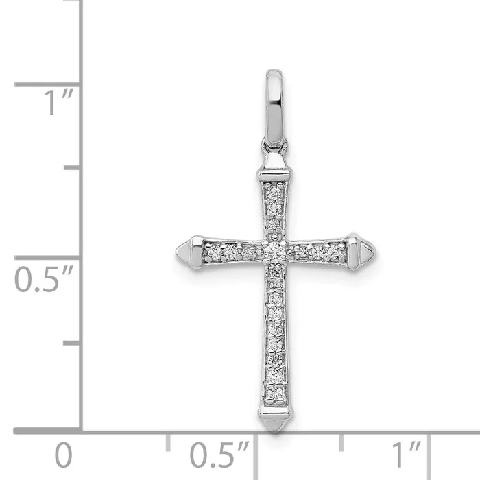 Solid 14k White Gold 110ct Simulated CZ Cross Pendant Goldia Necklaces