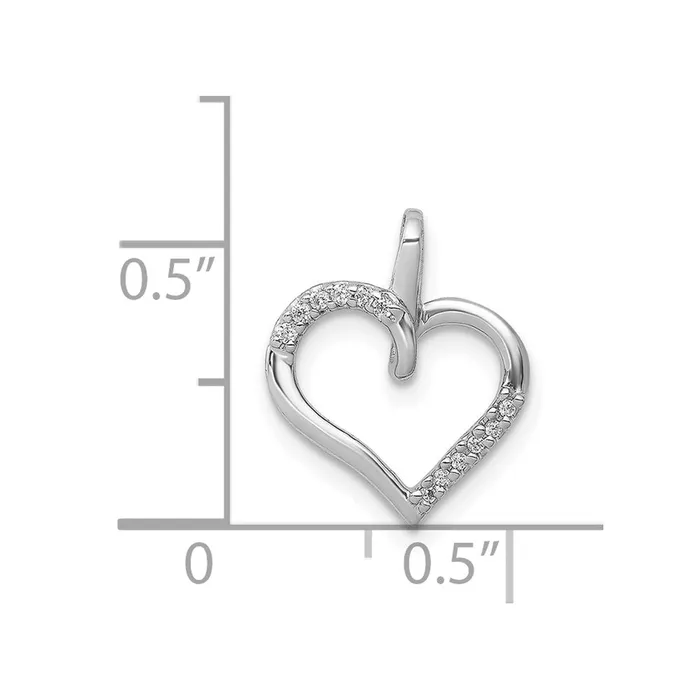 Solid 14k White Gold 120ct Simulated CZ Heart Pendant Goldia Necklaces