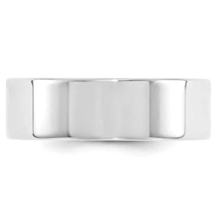 Solid 14K White Gold 7mm Standard Flat Comfort Fit MensWomens Wedding Band Ring Size 85 Goldia Rings