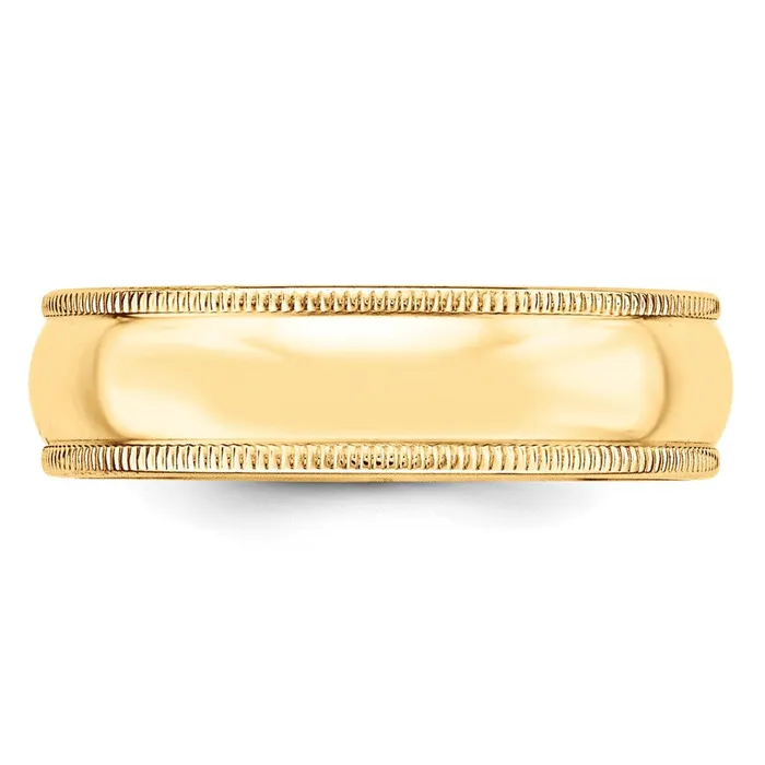 Solid 14K Yellow Gold 6mm Light Weight Milgrain Half Round MensWomens Wedding Band Ring Size 135 Goldia Rings Solid 14K Yellow Gold 6mm Light Weight Milgrain Half Round MensWomens Wedding Band Ring Size 135 Goldia Rings