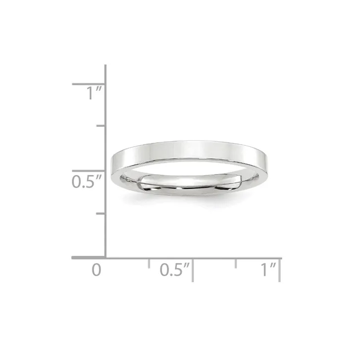 Solid 18K White Gold 3mm Standard Flat Comfort Fit MensWomens Wedding Band Ring Size 10 Goldia Rings