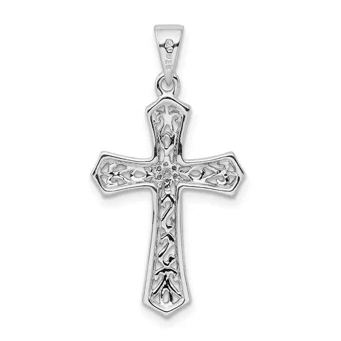 Sterling Silver Rhodium Diamond Cross Pendant Goldia Necklaces