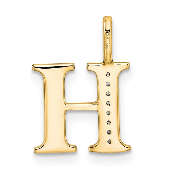 10k Yellow Gold Diamond Letter H Initial Pendant TreasureFineJewelers Necklaces