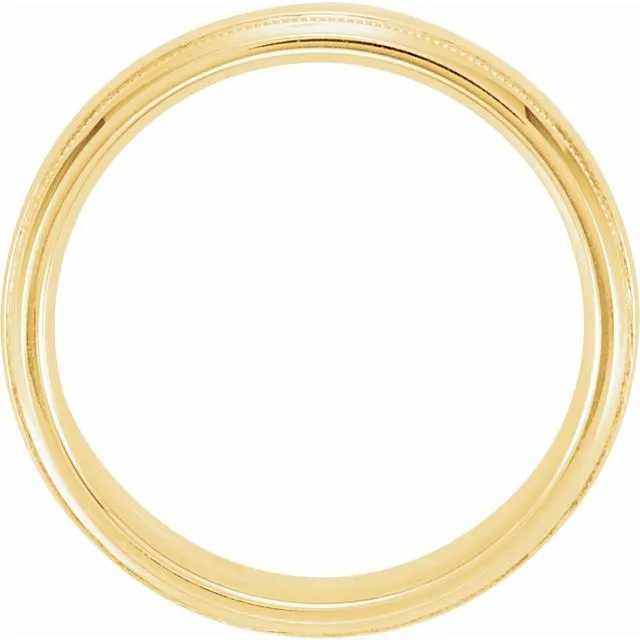 18K Yellow Gold 5 mm Half Round ComfortFit Milgrain Band With Hammer Finish TreasureFineJewelers Rings