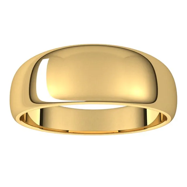 18K Yellow Gold 7 mm Half Round Tapered Wedding Band TreasureFineJewelers Rings
