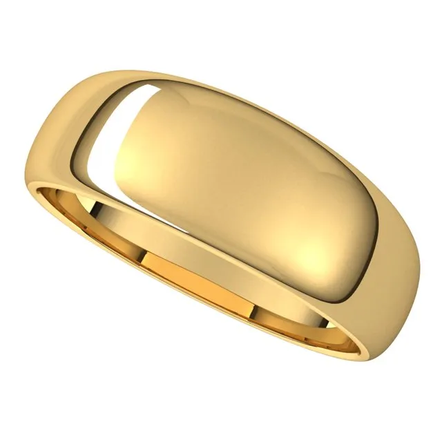 18K Yellow Gold 7 mm Half Round Tapered Wedding Band TreasureFineJewelers Rings