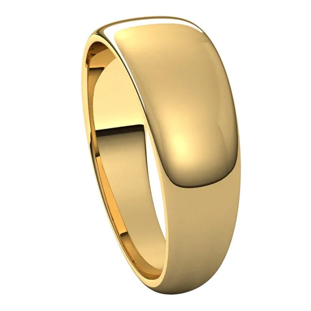 18K Yellow Gold 7 mm Half Round Tapered Wedding Band TreasureFineJewelers Rings