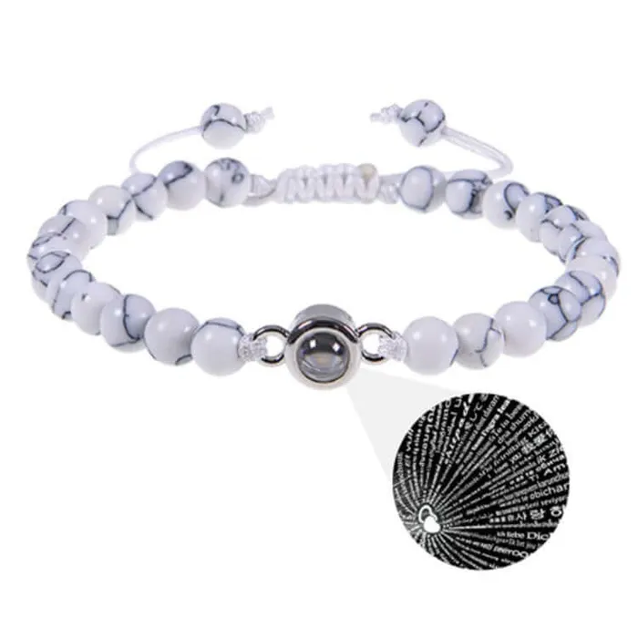 Bracelets Obsidian White Turquoise Felicity Bracelet with Picture Inside Trendolla Jewelry