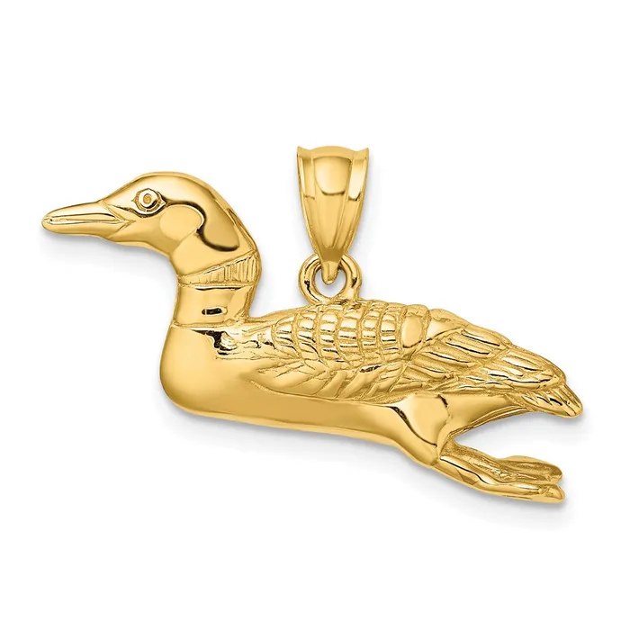 Charm Necklaces 14k Solid Polished 3Dimensional Mallard Charm TreasureFineJewelers