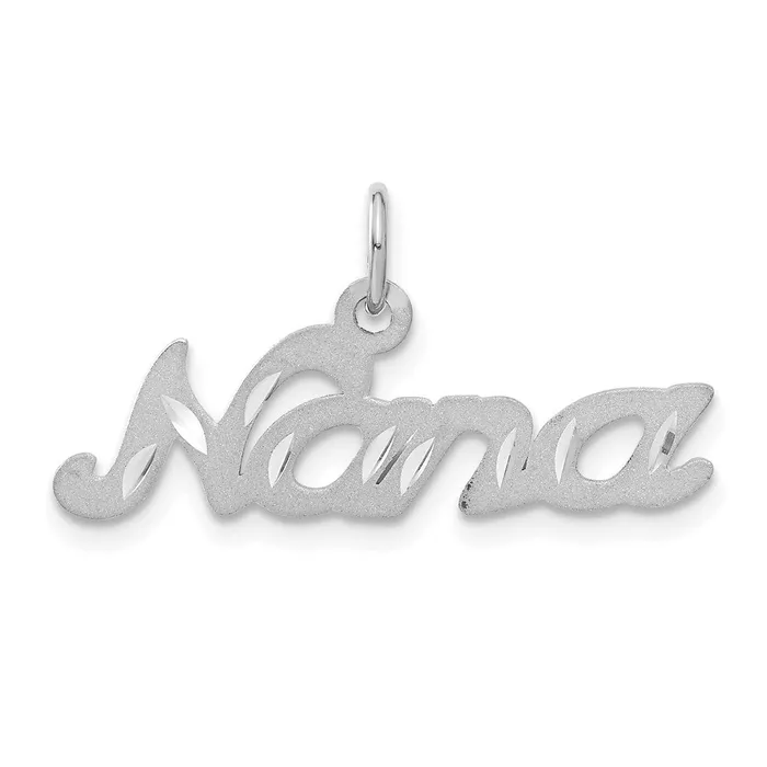 Charm Necklaces TreasureFineJewelers 14k White Gold Satin NANA Charm