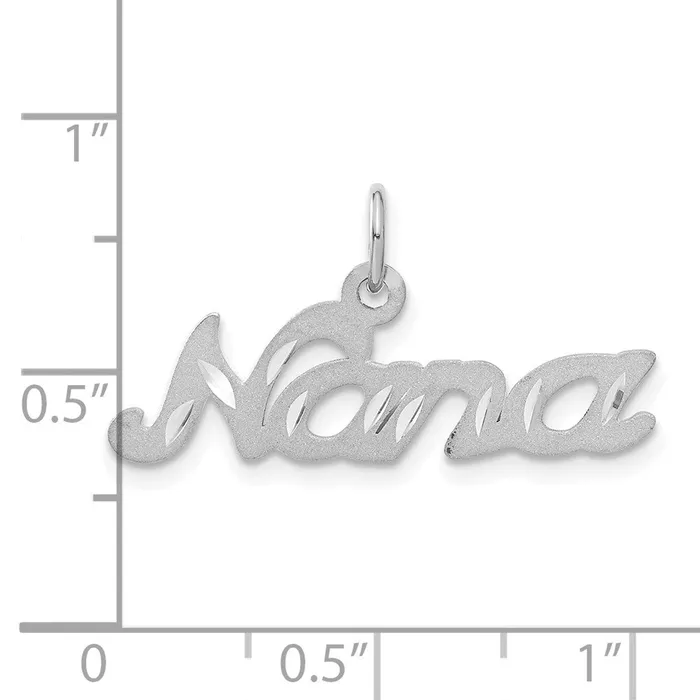 Charm Necklaces TreasureFineJewelers 14k White Gold Satin NANA Charm