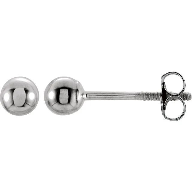 Earrings 14K White 3 mm Ball Stud Earrings TreasureFineJewelers