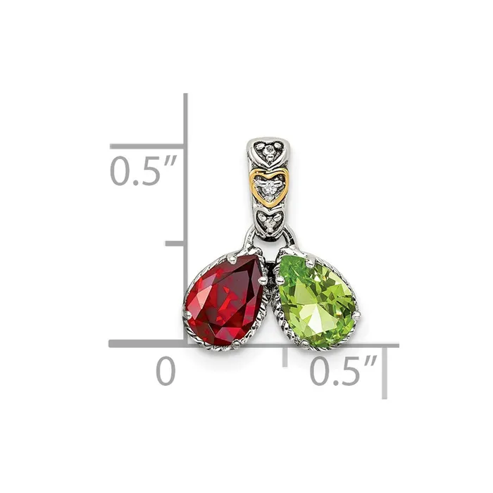 Necklaces Sterling Silver 14k Twostone and Diamond Mothers Pendant TreasureFineJewelers