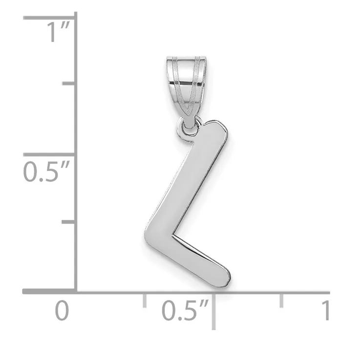 Necklaces TreasureFineJewelers 14k White Gold Polished Bubble Letter L Initial Pendant