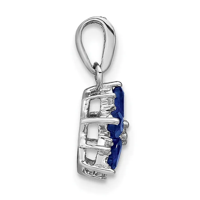 Necklaces TreasureFineJewelers 14k White Gold Sapphire and Diamond Floral Pendant