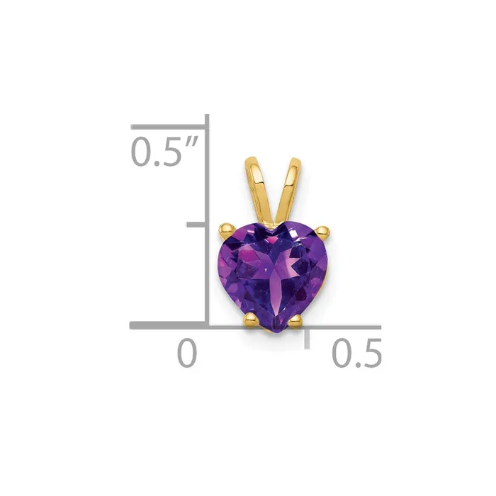 Necklaces TreasureFineJewelers 14k Yellow Gold 7mm Heart Amethyst pendant