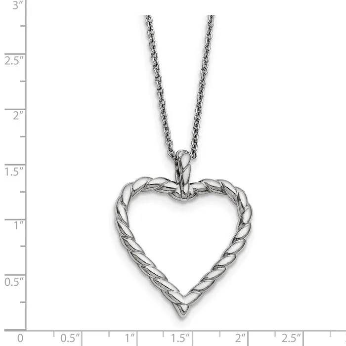 Necklaces TreasureFineJewelers Stainless Steel Polished Twisted Heart 18in Necklace