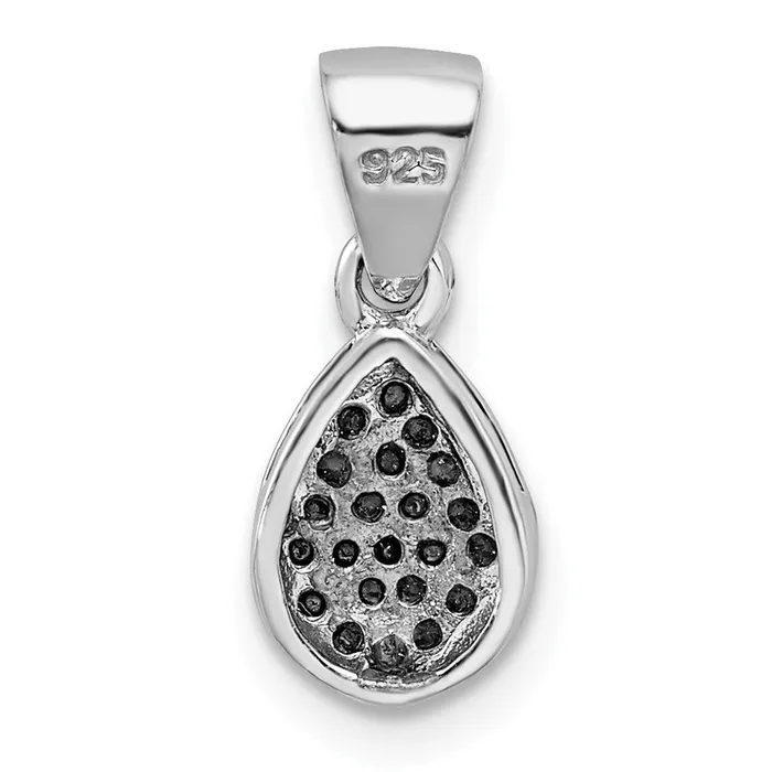 Necklaces TreasureFineJewelers Sterling Silver Rhodiumplated CZ Polished Teardrop Pendant
