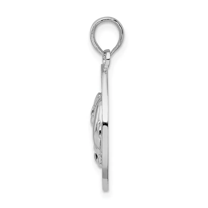 Necklaces TreasureFineJewelers Sterling Silver Textured Turks and Caicos wDolphins Pendant