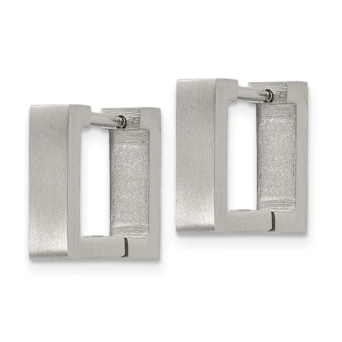 Stainless Steel Brushed Square Hoop Earrings TreasureFineJewelers Earrings
