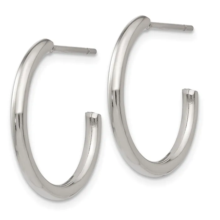 Stainless Steel Polished 19mm Diameter J Hoop Post Earrings TreasureFineJewelers Earrings