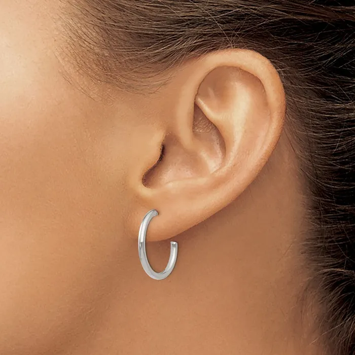 Stainless Steel Polished 19mm Diameter J Hoop Post Earrings TreasureFineJewelers Earrings