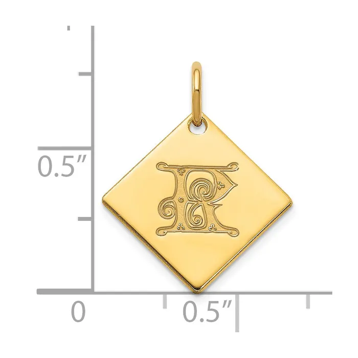 Sterling Silver Polished Gold Plated Gold Letter R Initial Charm TreasureFineJewelers Earrings