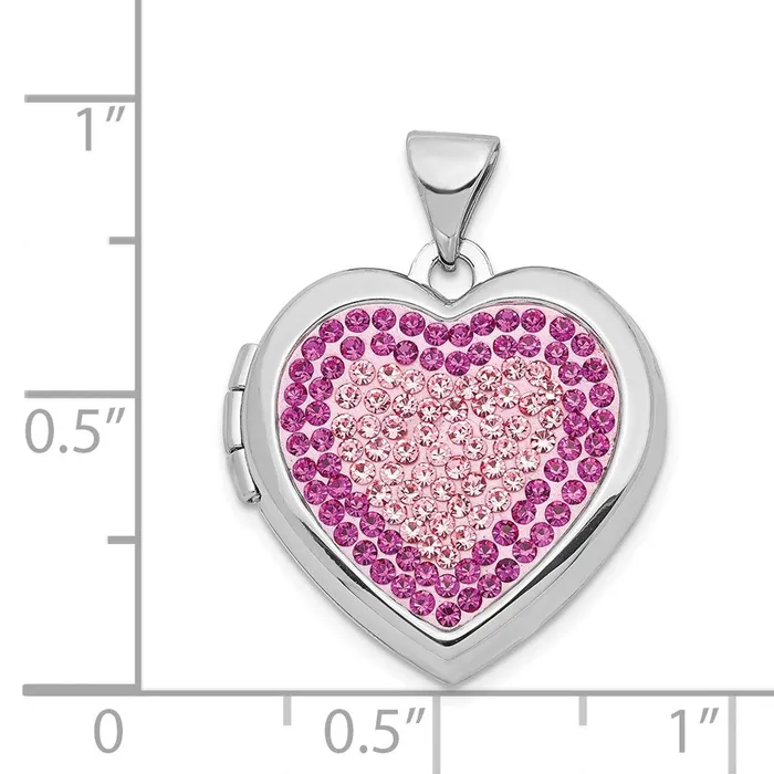Sterling Silver Rhodiumplated 18mm Preciosa Crystal Heart Locket TreasureFineJewelers Rings