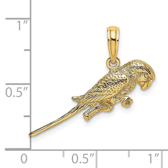 TreasureFineJewelers 14K 3D Parrot Charm Charm Necklaces