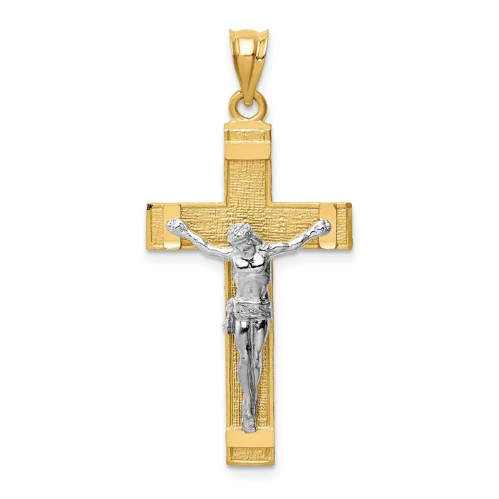 TreasureFineJewelers 14k Twotone INRI Crucifix Pendant Rings