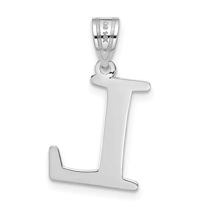 TreasureFineJewelers 14k White Gold Polished Etched Letter L Initial Pendant Necklaces