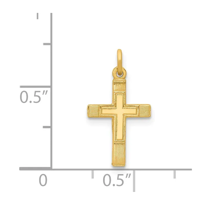 TreasureFineJewelers 14k Yellow Gold Small Cross Charm Charm Necklaces