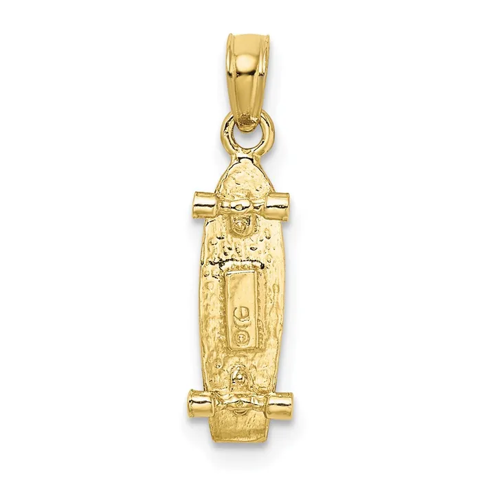 TreasureFineJewelers Charm Necklaces 10K 3D Skate Board Charm