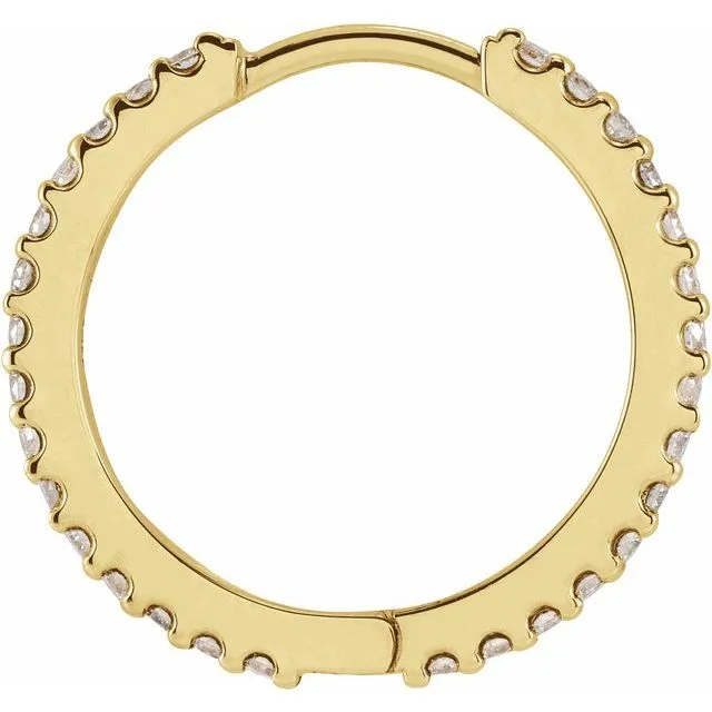 TreasureFineJewelers Earrings 14K Yellow Gold 18 mm 14 CTW Natural Diamond Huggie Hoop Earring