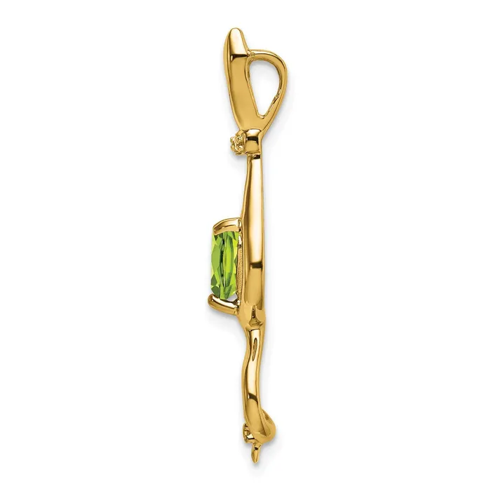 TreasureFineJewelers Necklaces 14k Peridot and Diamond Cat Pendant
