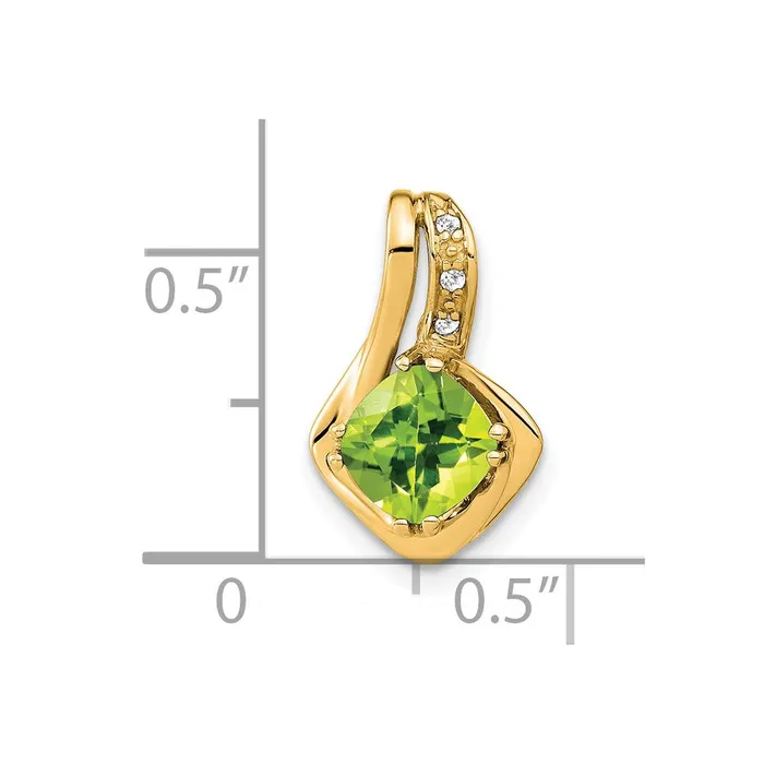 TreasureFineJewelers Necklaces 14k Peridot and Diamond Chain Slide Pendant