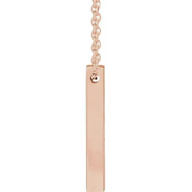 TreasureFineJewelers Necklaces 14K Rose Gold 17x25 mm Engravable FourSided Vertical Bar 1618 Necklace